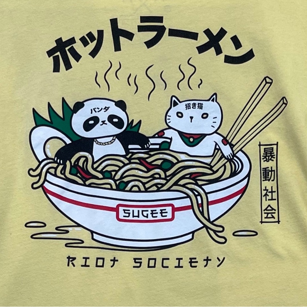 Women's Riot Society Panda Sushi Sugee Cotton Tshirt XL